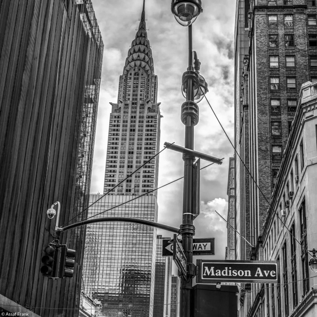 Poszter 20x20cm New York város alaprajza Chrysler 2 épülettel, Assaf Frank