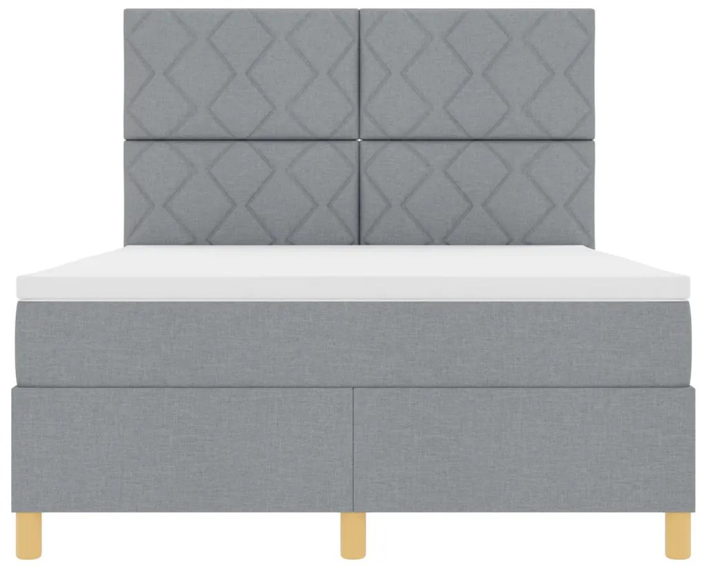 Box Spring Ágy Matraccal & LED Fény Szürke 140x200 cm Szövet