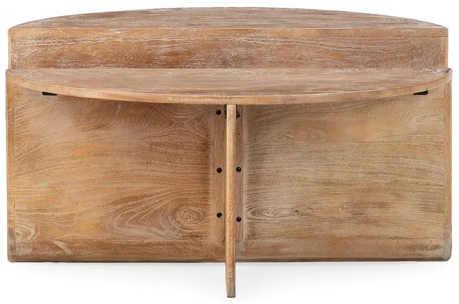 Sötét natúr színű mangófa kerek dohányzóasztal ø 80 cm Divya – MOME