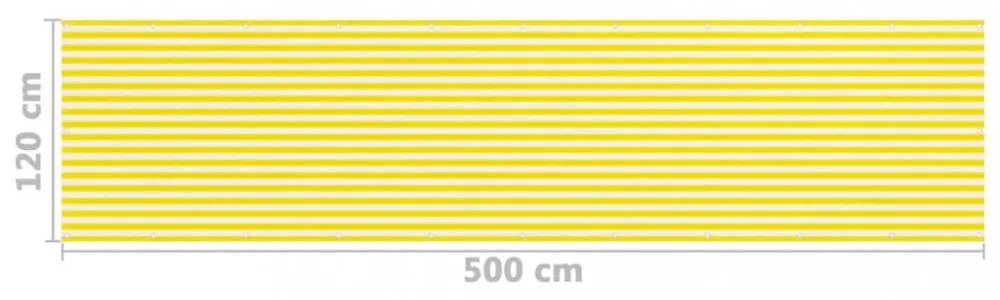 sárga-fehér HDPE erkélytakaró 120 x 500 cm
