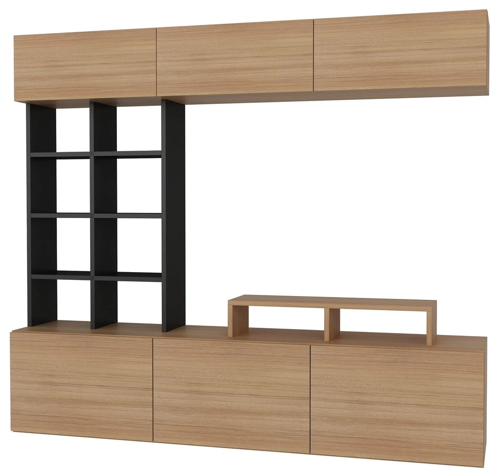 TV szekrény Sasa - Teak, Black
