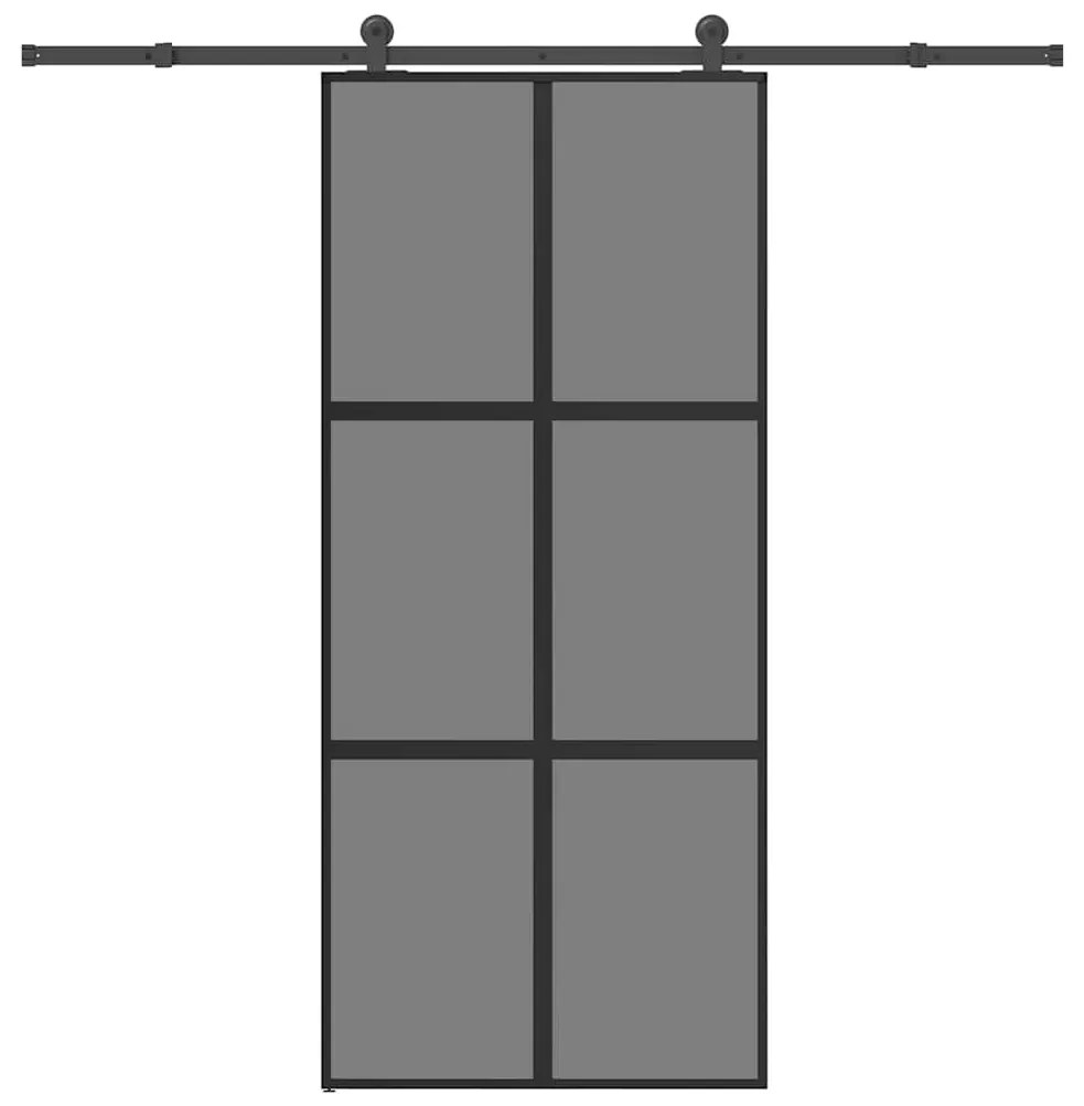 Tolóajtó vasalattal 90x205 cm edzett üveg&amp;Alumínium