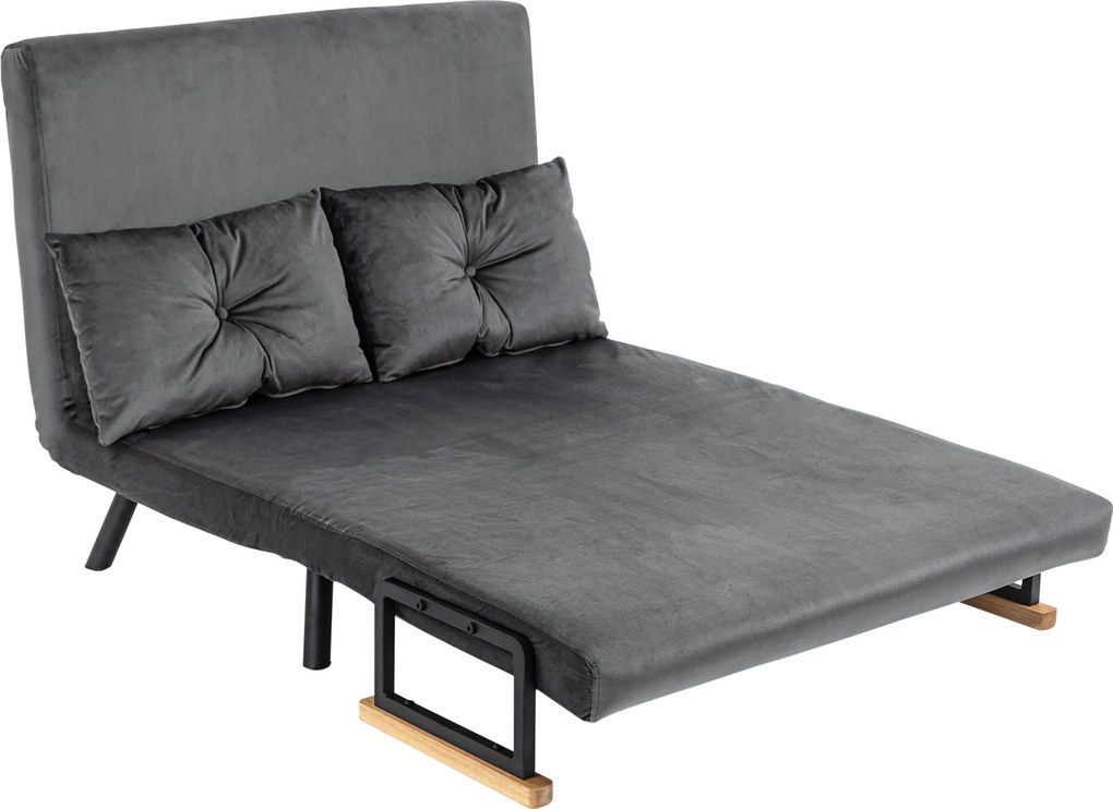 HOMCOM Kihúzható Kanapé, Ágyfunkcióval, Fekvőszék Hátpárnával, Kárpitozott Kanapé Állítható Támlával, Szövet Hatás, 102Sz x 73M x 81Ma, Sötét Szürke |