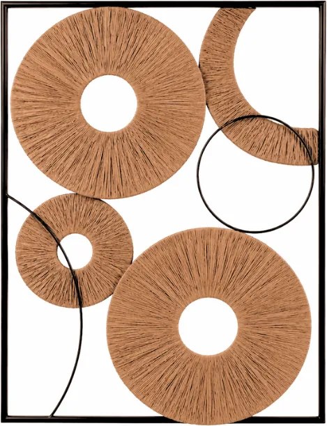 Fali dekoráció CIRCLES fémből 48x68 cm, fekete / barna
