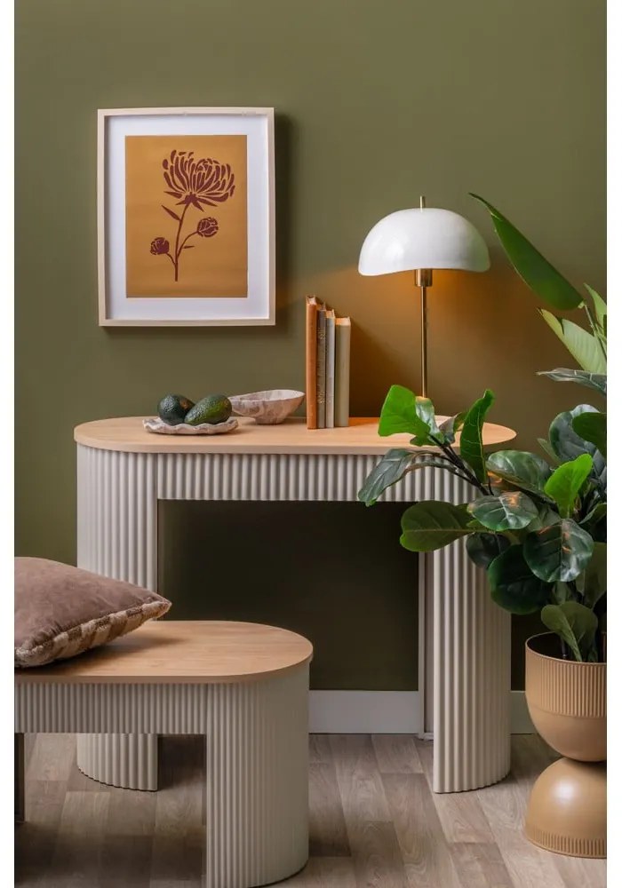 Bézs fém konzolasztal 40x100 cm Estriado – Leitmotiv