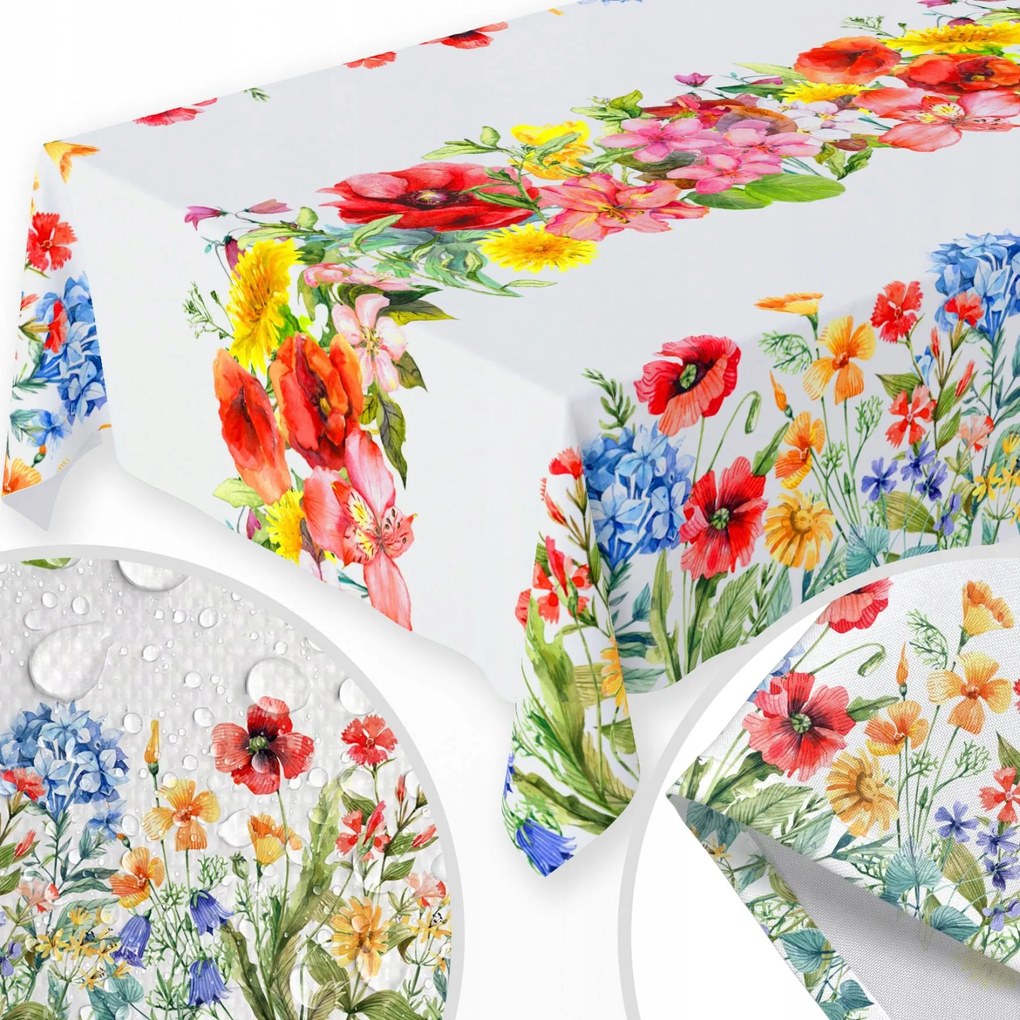 Abrosz Tavaszi Foltálló 140x220 CM Tavaszi Asztal Mintás Mezei Virágok 379
