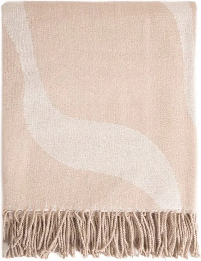 Kalor bézs jacquard mintás takaró rojtokkal 135x200cm Homla