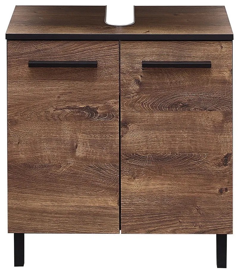 Barna mosdó alatti szekrény tölgyfa dekorral 60x53 cm Set 374 - Pelipal
