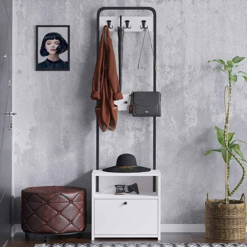 Quinn White and Black cipősszekrényes fogas