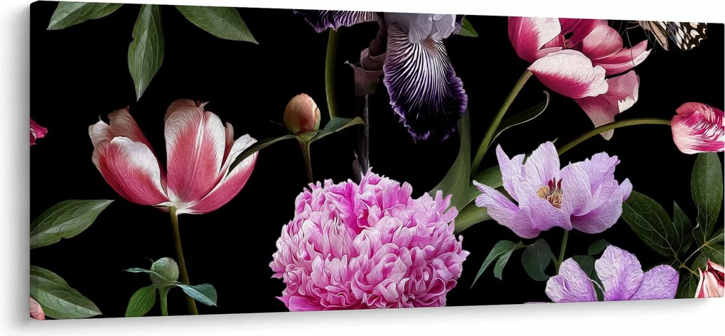 Kép - Virágok illusztrációja (120x50 cm)