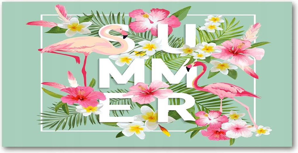 Fotó üvegkép Nyaralás és flamingók 140x70