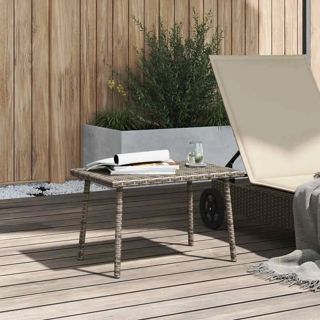 téglalap szürke polyrattan kerti dohányzóasztal 60x40x37cm