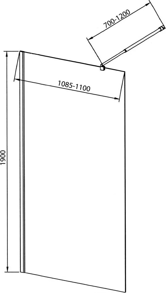 Sapho, WALK-IN fali szerelőfal merevítővel, egyrészes, 1100 mm, matt üveg