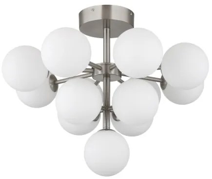 Globo 56143-13ND Mennyezeti lámpa fém matt nikkel, fehér színű üveg gömbök, ø: 560mm, M: 430mm, 13x G9 LED 5W 230V izzók nélkül