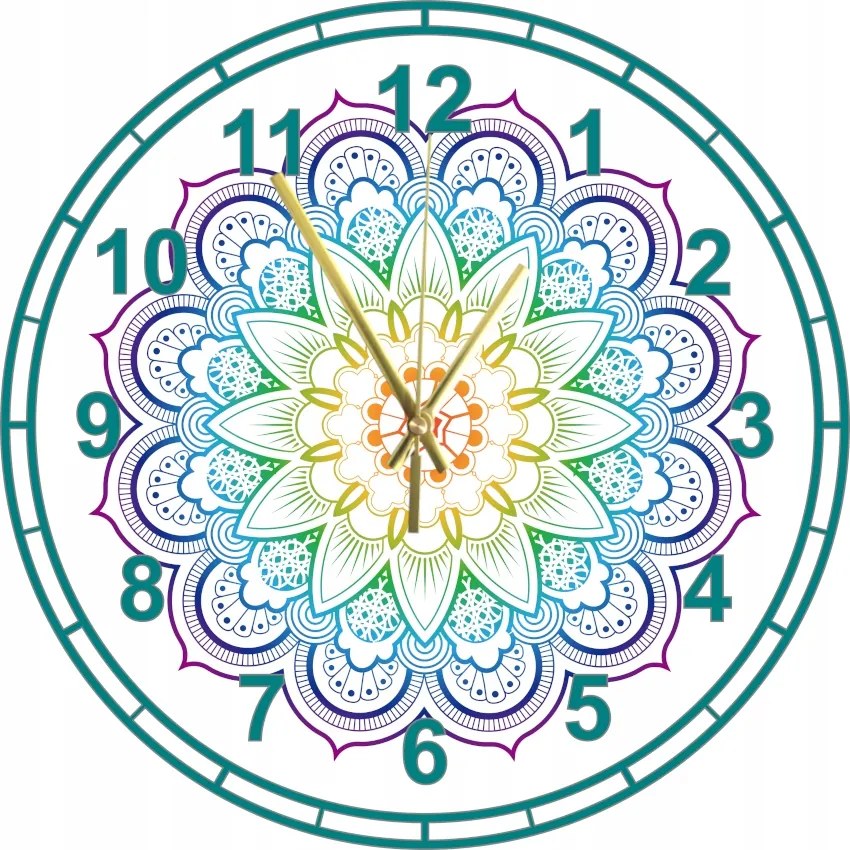 Falióra Fehér nyomott mintás Színes Mandala 45 cm