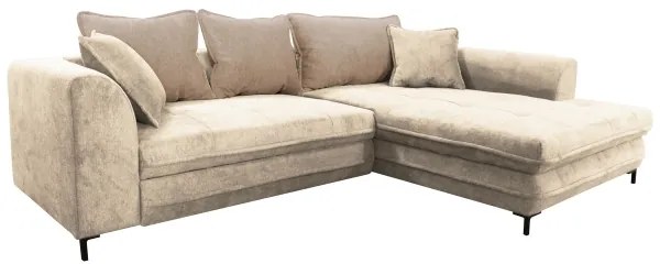 Kihúzható, tárolóhellyel rendelkező L-alakú jobb oldali sarok ülőgarnitúra LAGOA, bézs/barna