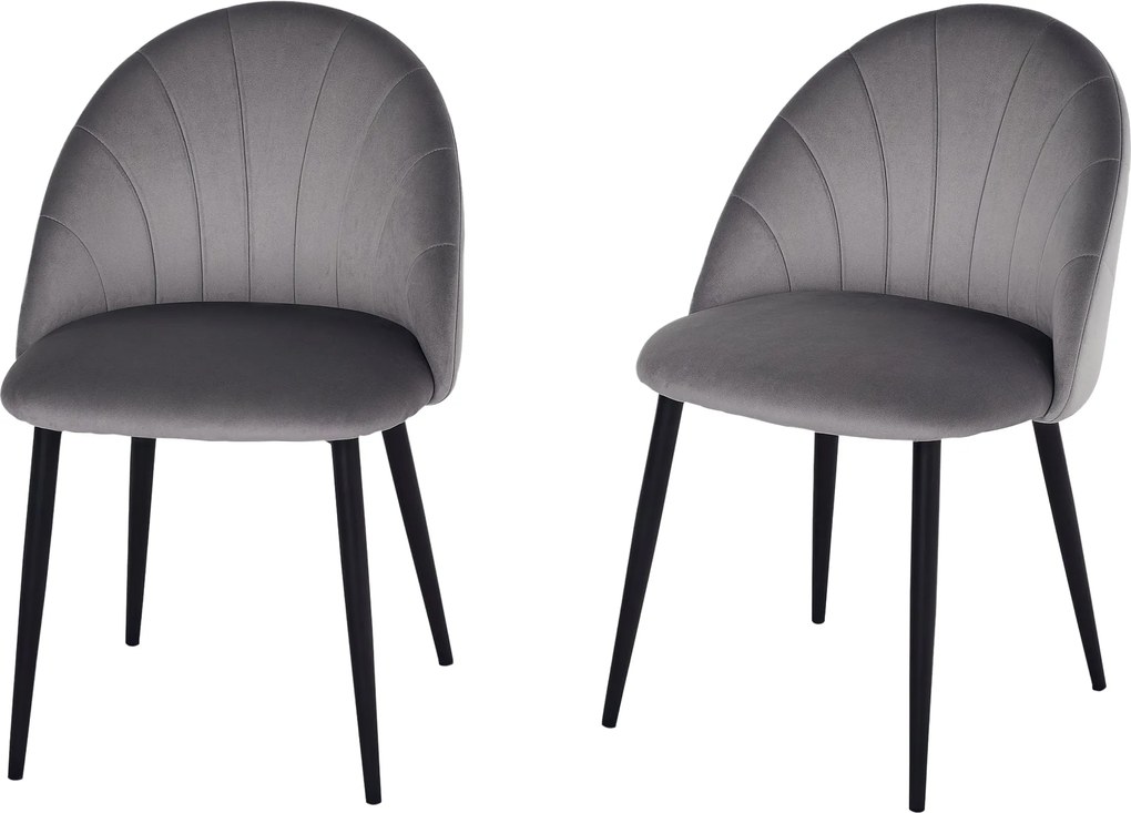 HOMCOM 2 db-os Étkezőszék Konyhai Szék Kagylóformájú Háttal, Bársonyos Hatású Kárpitozott Karosszék Lábpihenővel, Nappali Szék Acél Lábakkal Étkezőasz