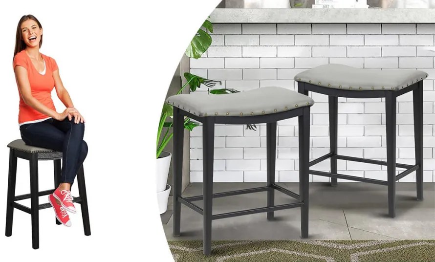 Kárpitozott bárszék 2db, szürke