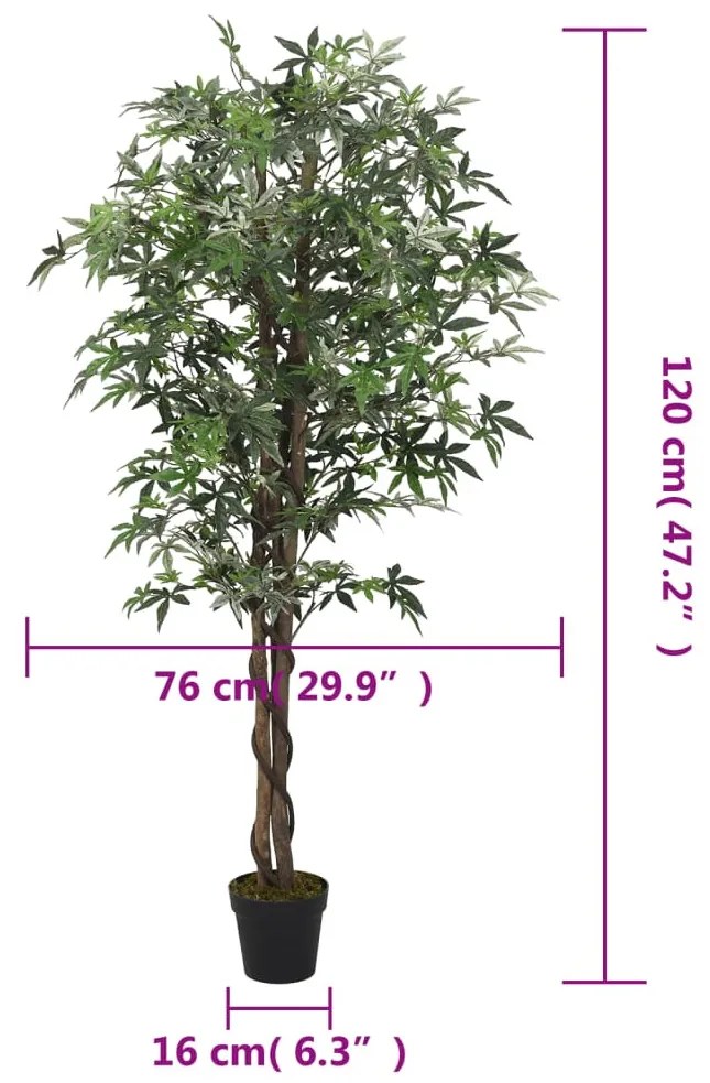 vidaXL zöld mű juharfa 336 levéllel 120 cm