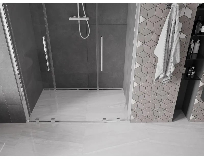 Mexen Velar L Duo, tolózuhanyajtó nyitáshoz 140 cm, 8 mm átlátszó üveg, króm, 871-140-003-02-01