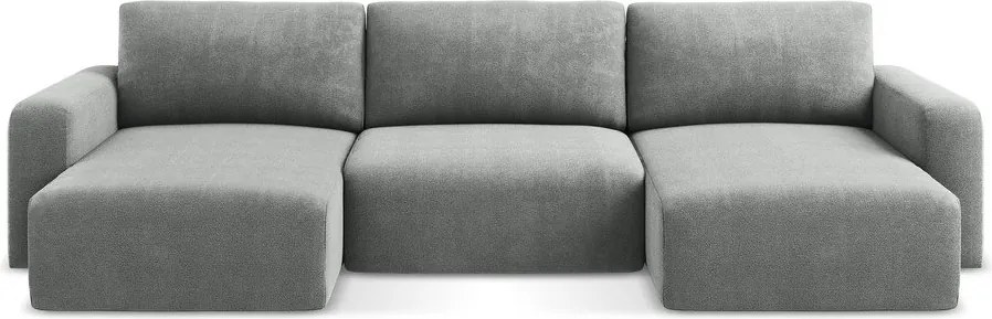 Szürke zsenília kinyitható-tárolóhelyes sarokkanapé (U alakú) Kona – Makamii