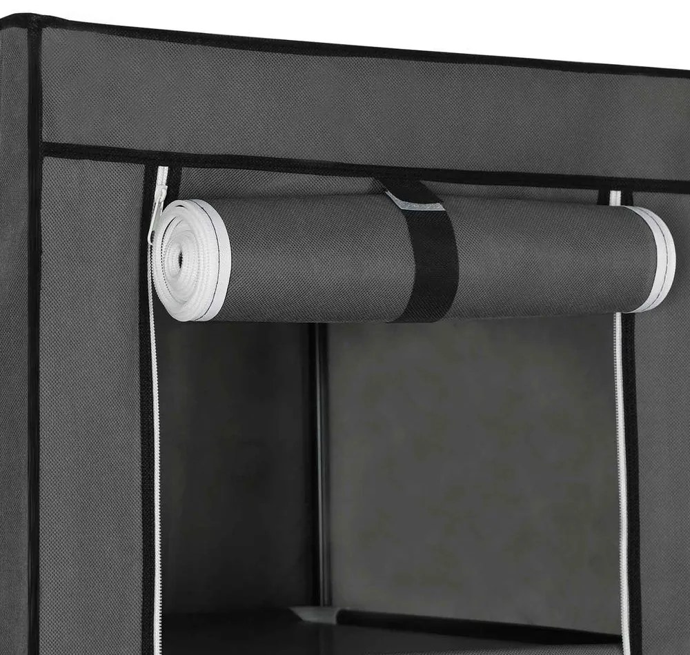 CLOSET hordozható szövet szekrény, gardróbszekrény, 150x175x45cm, szürke SongmicsHome