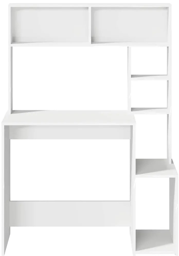 íróasztal polcokkal Fehér 100x45x140 cm Műanyag fa