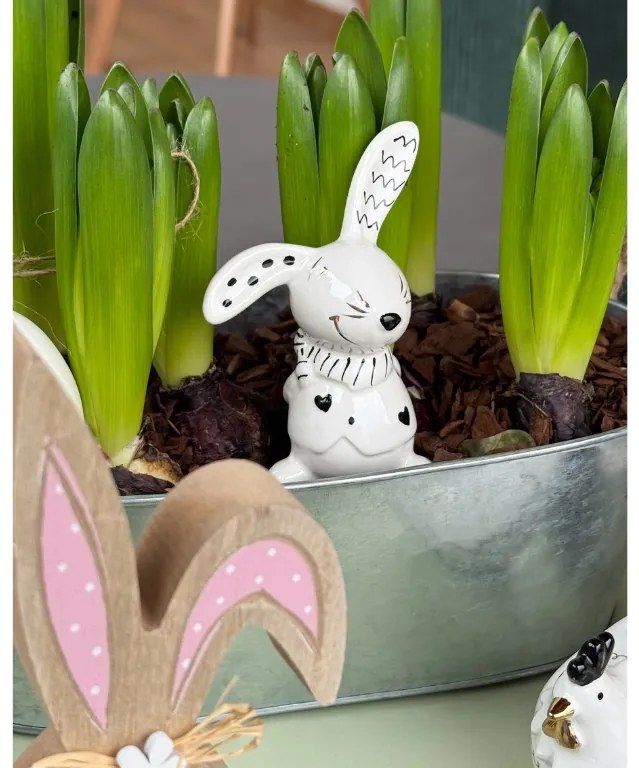 Kerámia nyuszi BUNNY BACK 10 cm fehér