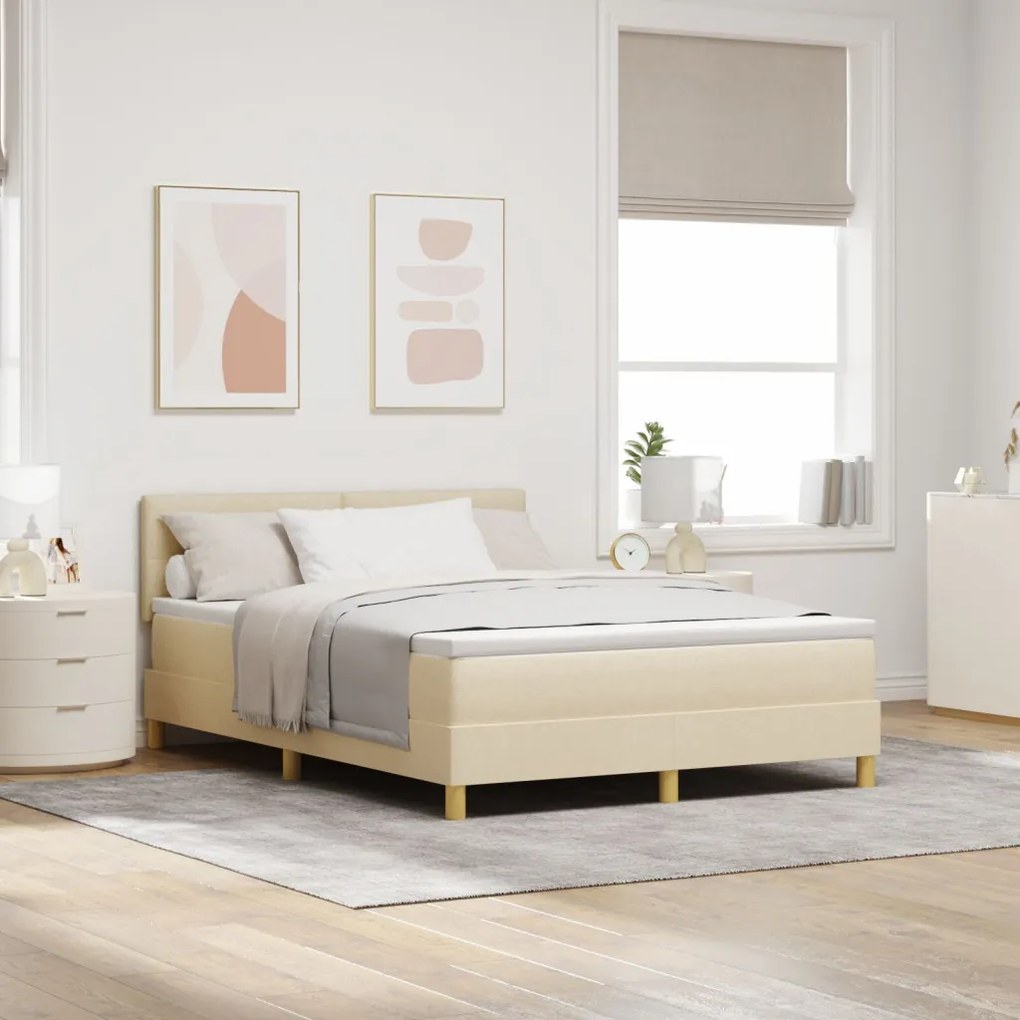 Box Spring ágy matraccal Krém 140x190 cm Szövet