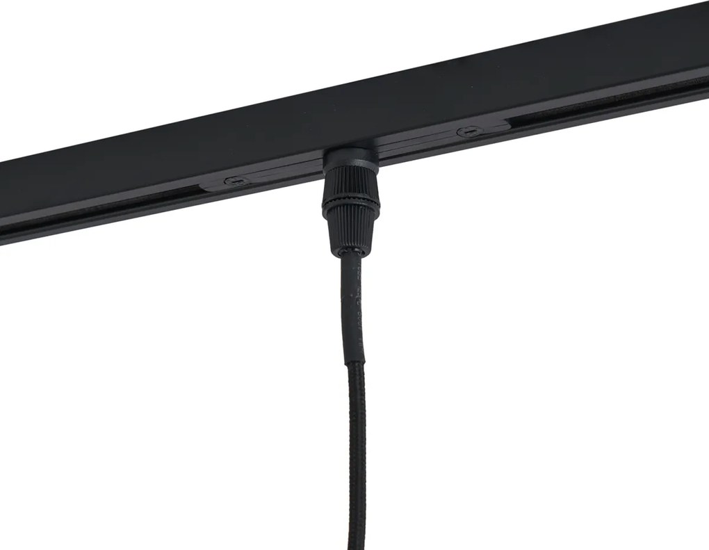 Modern fekete sínrendszer 3 függőlámpával, fegyverszürke, 1 fázisú - Slimline Loyce