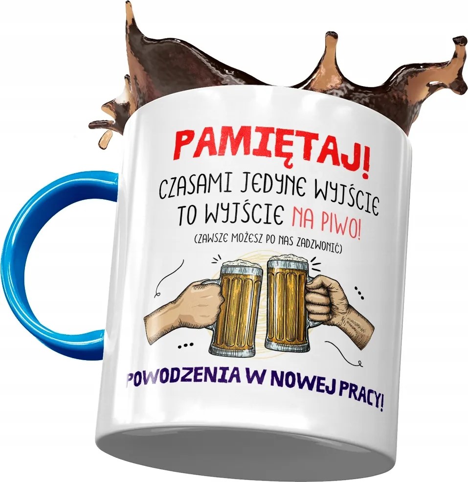 Kék Bögre Búcsú a Munkától Ajándék Nyomtatott Fotóval