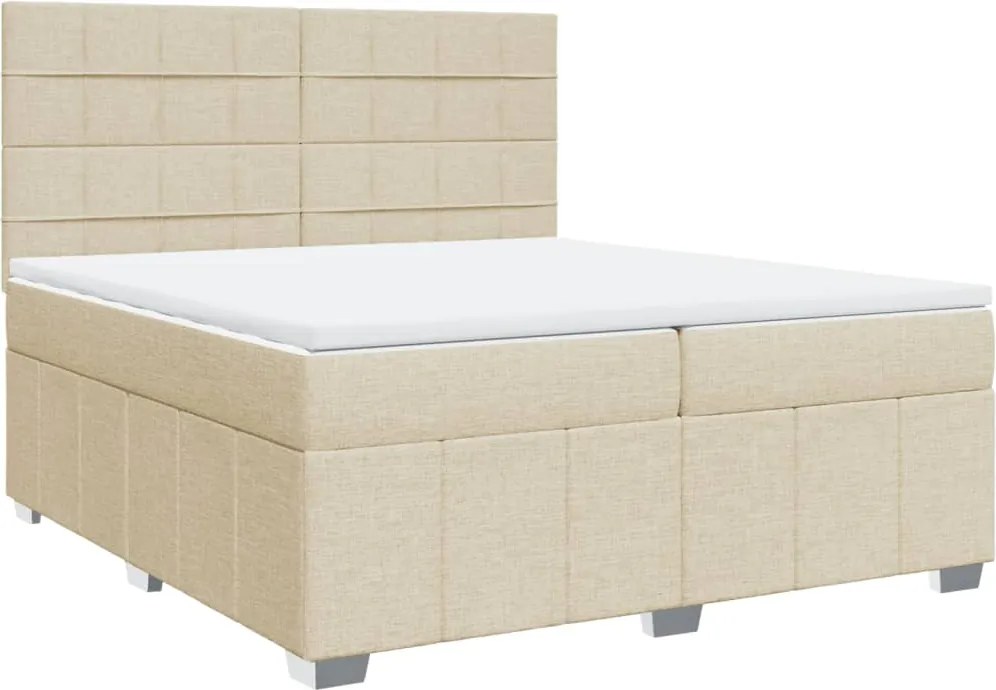 vidaXL krémszínű szövet rugós ágy matraccal 200 x 200 cm