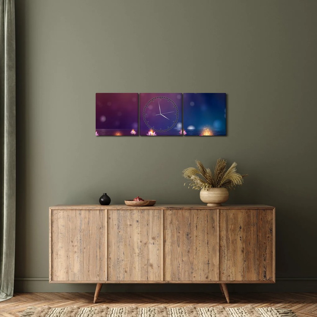 Kép - varázslatos vízililiom (órával) (90x30 cm)