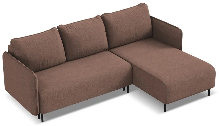 Rózsaszín kinyitható-tárolóhelyes sarokkanapé (jobb oldali) Luana – Makamii