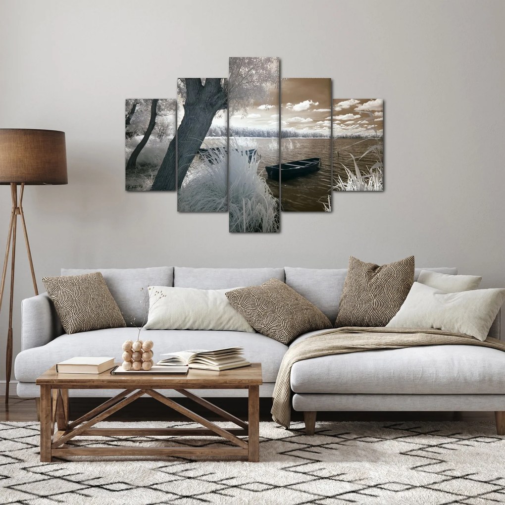 Egy csónak képe a tavon (150x105 cm)