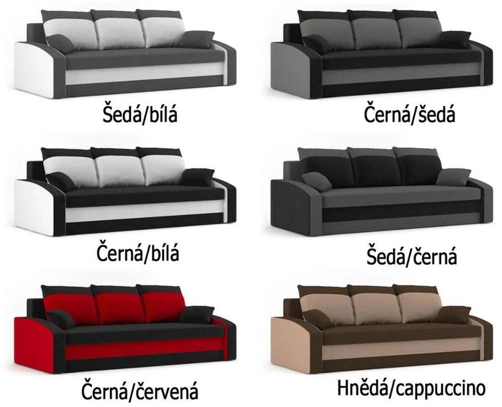 HEWLET modell 2 Nagy méretű kinyitható kanapé Szürke / fehér