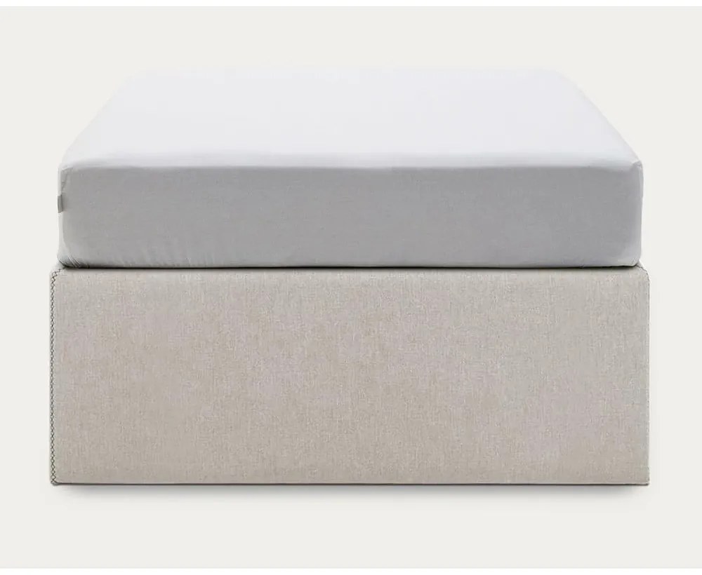 Bézs kárpitozott ágyneműtartós egyszemélyes ágy 90x190 cm Matters – Kave Home