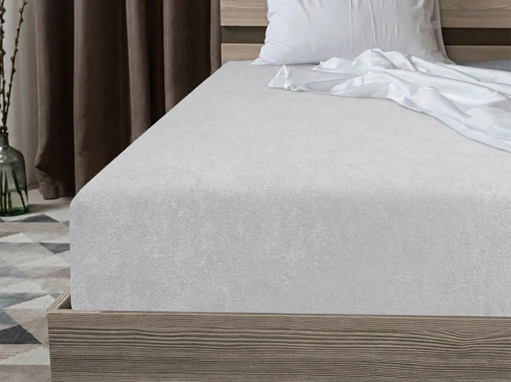 MOLTON fleece gumis lepedő ezüst 180 x 200 cm