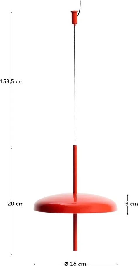Piros LED dimmelhető mennyezeti lámpa fém búrával ø 16 cm Porte – Kave Home