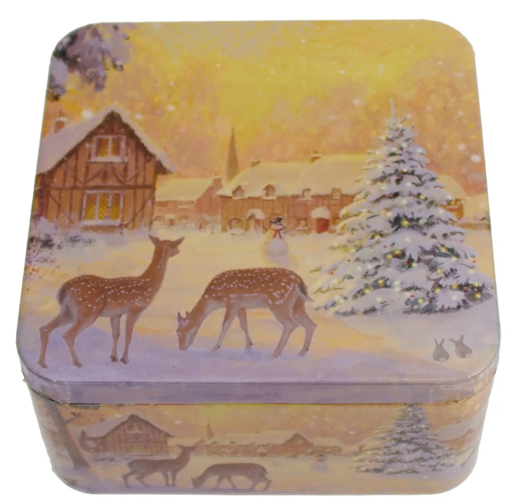 Karácsonyi konyhai fémdoboz 150x150x75 mm Winter Nostalgia