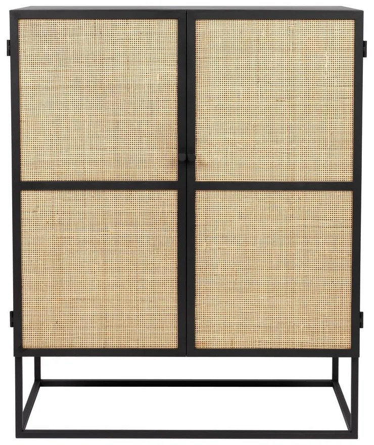 Fekete rattan magas komód 80x100 cm Guuji - White Label