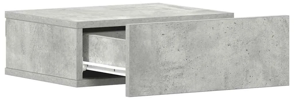 Betonszürke szerelt fa függő éjjeliszekrény 40 x 30 x 15 cm