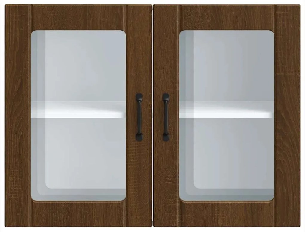 vidaXL Konyhai fali szekrény üvegajtóval Lucca barna tölgy színű műfa