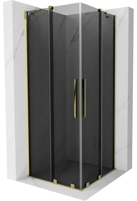 Mexen Velar Duo, zuhanykabin tolóajtóval 80 x 80 cm, 8mm szürke üveg, arany fényes, 871-080-080-42-50