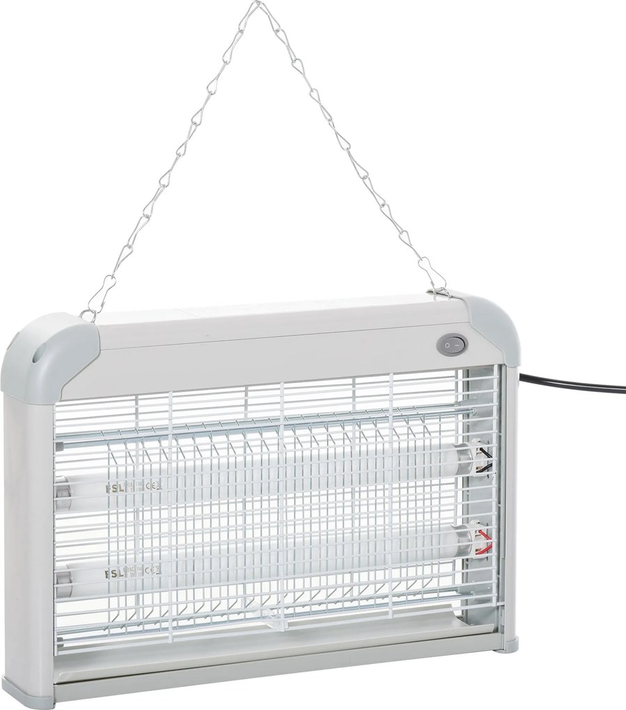 Outsunny Elektromos Szúnyogriasztó Lámpa UV Fény 20W Két Csővel 60m² Területfedés Bel- és Kültéri Használatra 39x7.5x26.5 cm Fehér | Aosom