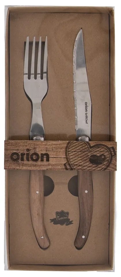 Ezüstszínű-natúr színű rozsdamentes acél evőeszköz készlet 2 db-os – Orion