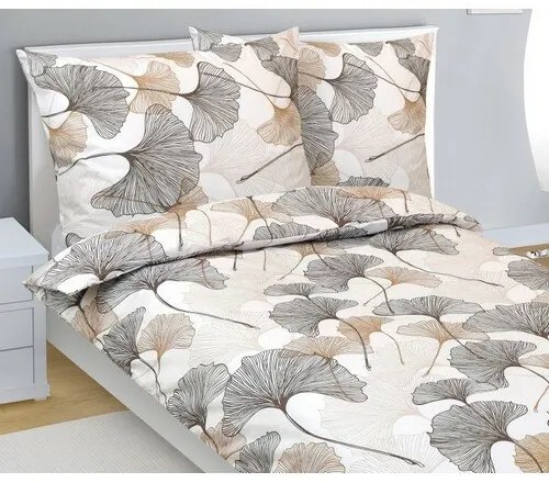 Bellatex Pamut ágynemétlet Ginkgo bézs, 140 x 200cm, 70 x 90 cm