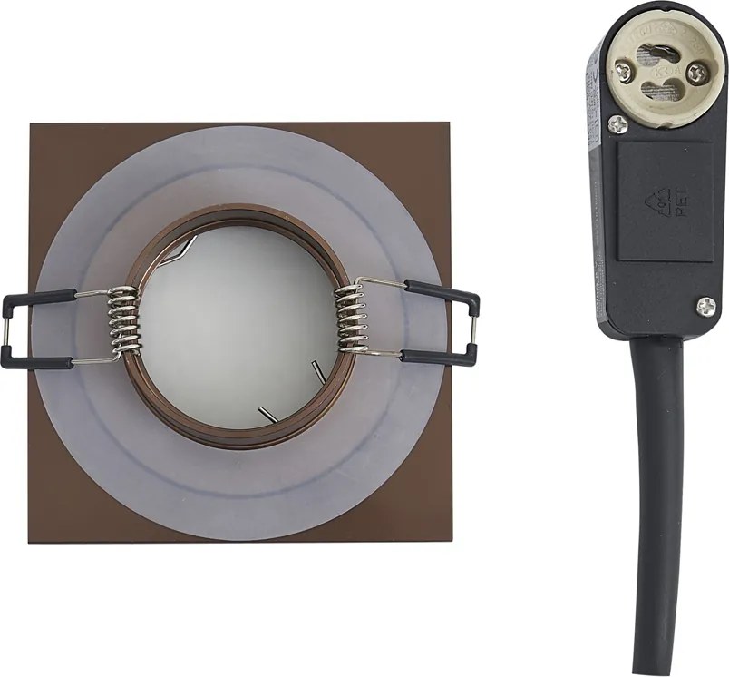 Modern süllyesztett spotlámpa sötét bronz négyzet IP44 - Qure