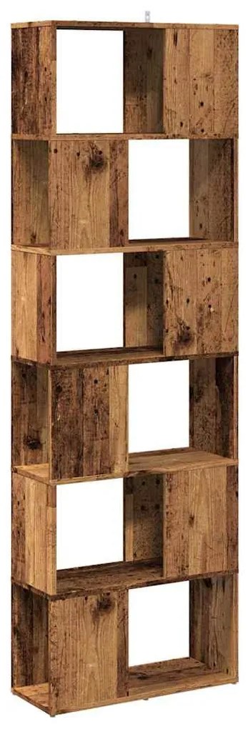 antik fa színű térelválasztó könyvszekrény 60x24x186 cm