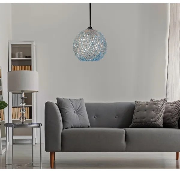 Csillár zsinóron JUTE 1xE27/60W/230V kék